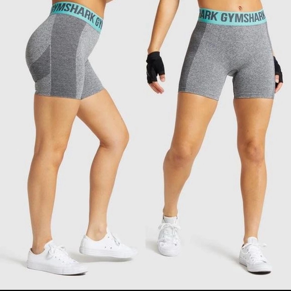 Gymshark Flex Athletic Shorts Heathered Grey and Blue Womens Size Small